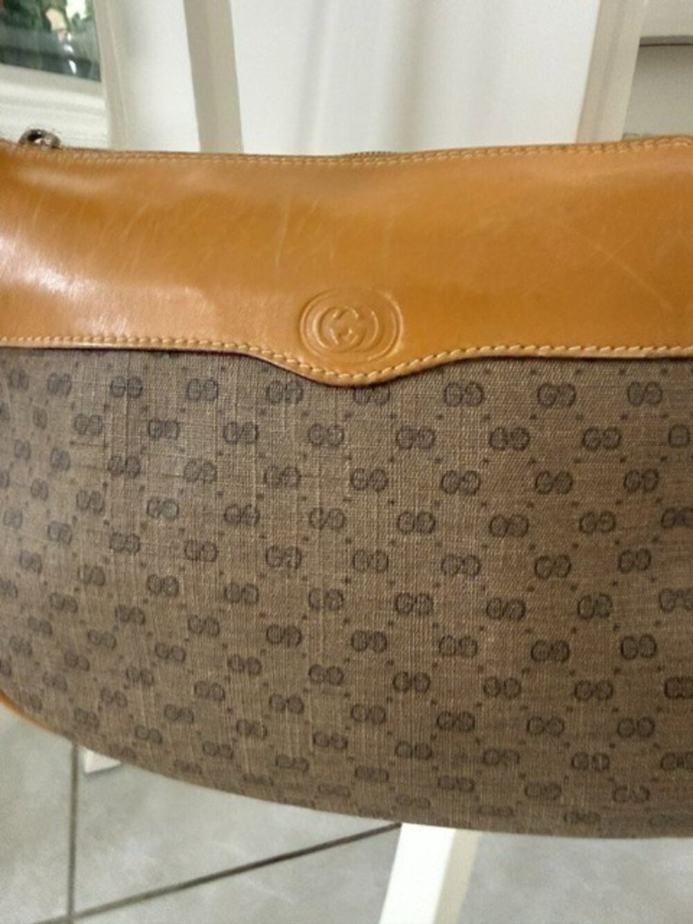 Gucci Micro GG Monogram Adjustable Shoulder Canvas Bag Beige Tan Crossbody Vtg - Picture 4 of 16